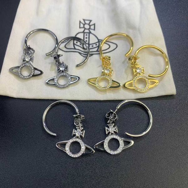 2024 Designer Xitai Queenjewellery Gold- und Silberkreise, drei Saturn-Volldiamant-Damenringe in einem, zwei abnehmbare Hohlohrringe