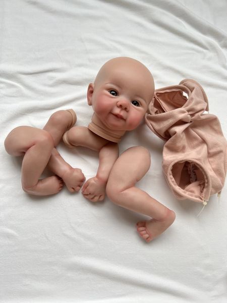Npk 19 polegadas já finalizadas peças de boneca reborn pintadas juliette linda bebê pintura 3d com veias visíveis corpo de pano incluído 240108