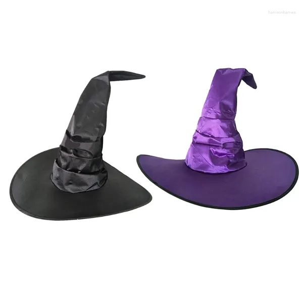 Береты, винтажная плиссированная шляпа ведьмы для Хэллоуина, для творческого волшебника, универсальное платье для косплея, уличный костюм