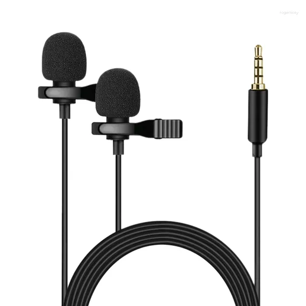 Микрофоны Петличный микрофон с двумя головками для ноутбуков, фотоаппаратов, планшетов и записывающих устройств