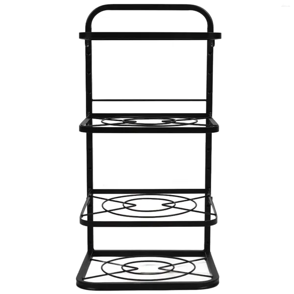 Scaffale per pentole da cucina, elegante materiale in ferro, regolabile in altezza, a 4 livelli, compatto, per pentole a pressione sotto il lavello