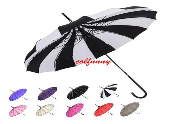 10 шт., быстрый креативный дизайн, черно-белый полосатый зонт для гольфа, прямой зонт-пагода с длинной ручкой F0621029230881