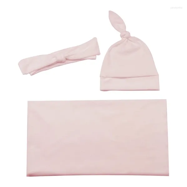 Cobertores nascidos swaddle cobertor e chapéu conjunto de pano de bebê recebendo para 0-6 meses meninos meninas h055