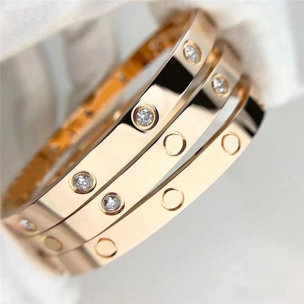 Pulseira de parafuso de designer Moda de jóias de luxo Bracelets 18K Rose Gold Silver Titanium Steel Bangles de diamante Bracelets para homens 17 18 19 20 Tamanho