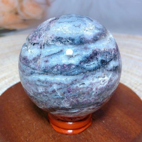 Figurine decorative Cristalli naturali Sfera di sfalerite viola Reiki Flash Campione Guarigione Arredamento della camera di alta qualità Regalo di energia minerale