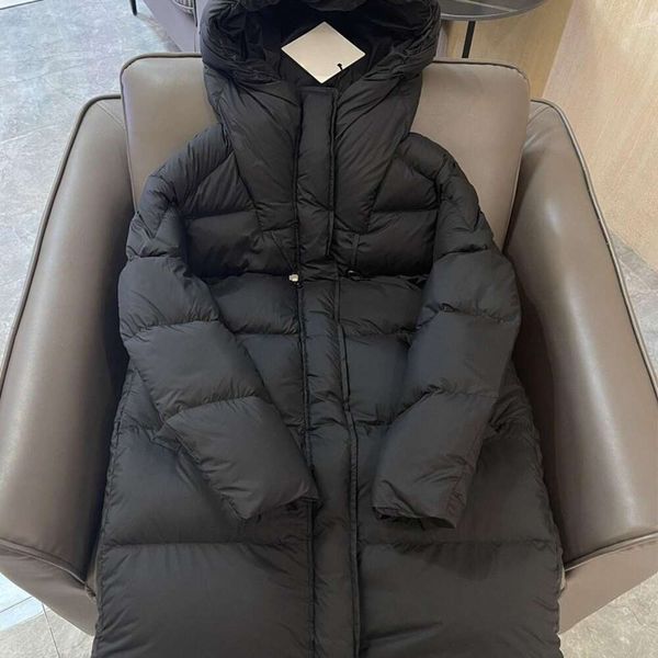 womens coat Winter New Soft National Standard White Goose Down Mid length jacket Women's Style Hooded Windproof Over Knees