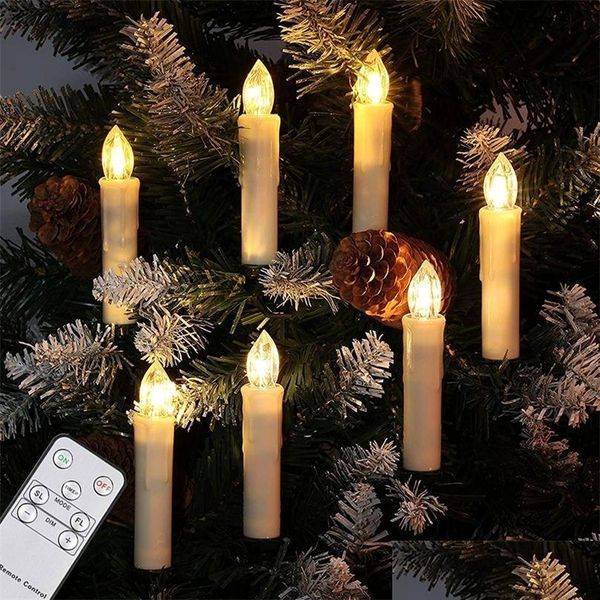 Candele Led Albero di Natale Candela Plastica Senza fiamma Flicker Timer Telecomando A batteria Falso Per Anno Decorazioni per la casa 220510 Dr Dhfvk