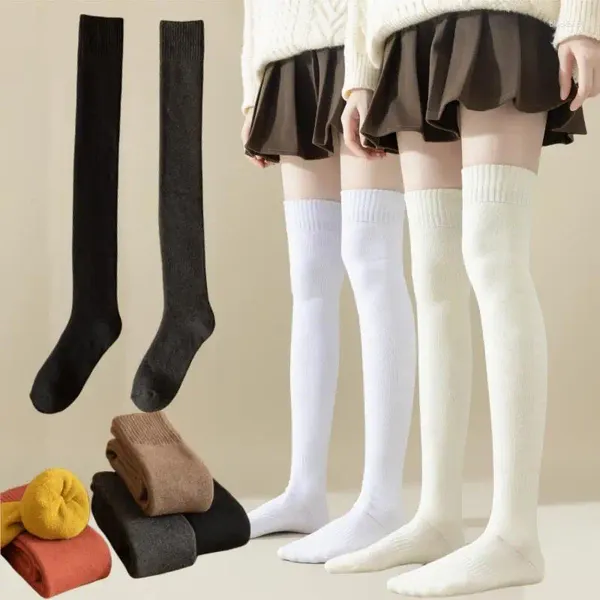 Calzini da donna autunno inverno peluche lunghi coreani calze addensate sopra il ginocchio calza alta per ragazze Lolita JK Cosplay