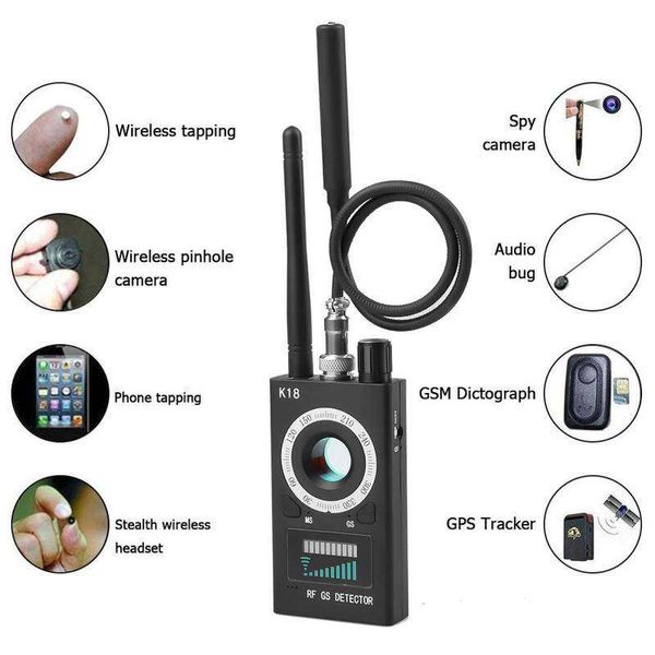 K18 Dispositivo multifunzione anti-candid con obiettivo wireless 1 MHz-6,5 GHz GSM Audio Bug Finder Segnale GPS RF Tracker Elettronica intelligente
