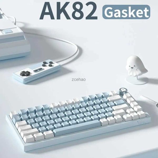 AK82 Mekanik Klavye için Yerel Klavyeler Üç Modu Kablosuz ve Kablolu E-Sporlar Oyun Office Bilgisayar Aksesuarları Kızlar ve Boyl240105