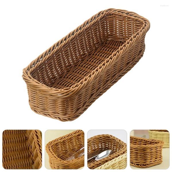 Contenitori per cucina Cestino per posate Imitazione rattan Tessitura Stoviglie Stoviglie Contenitori per bacchette di frutta Posate Pp