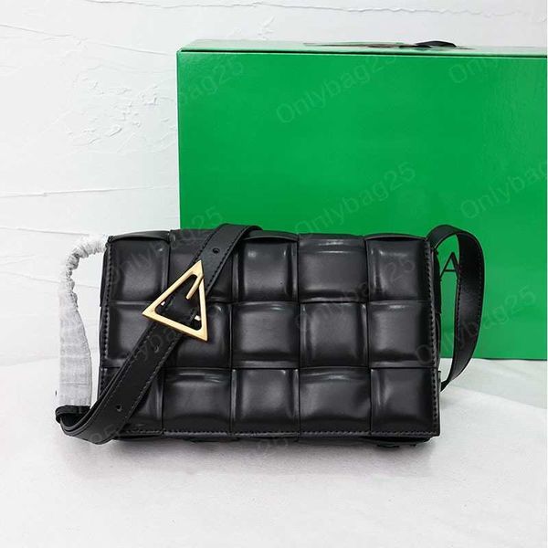 Genuíno tom de luxo designer triângulo bolsa bolsa acolchoada couro tecido ouro óleo pequena cera pele tecer homens mulheres crossbody sacos de ombro moda 10a qualidade