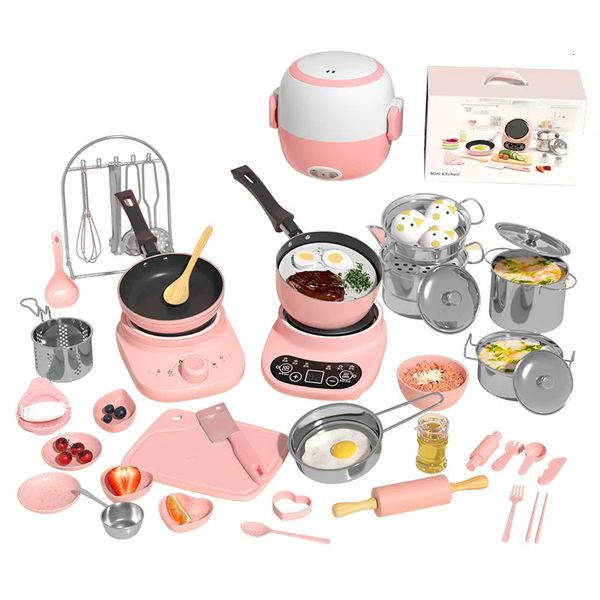 Mini cucina Real Cooking Set completo di ragazze bambini piccoli puzzle per bambini giocattoli da gioco per ragazze 240108