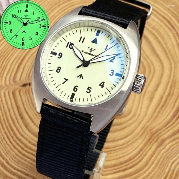 Armbanduhren Taucher 200m Tandorio 36mm Militäruhren Voll leuchtendes Zifferblatt Automatische Japan NH35 Herrenuhr Kuppel Saphirglas mit AR-Beschichtung