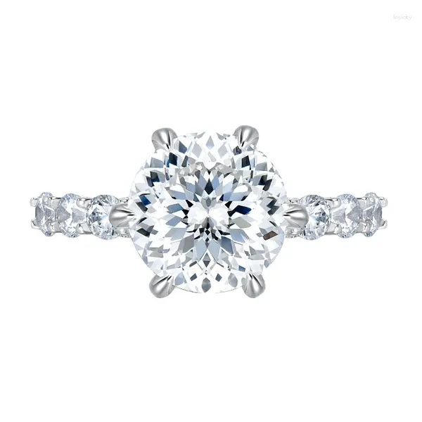 Кольца кластера SpringLady Rain, позолоченное 18-каратное серебро, стерлинговое серебро 925 пробы, цветочная огранка, 5 карат, высокоуглеродистый бриллиант, свадебное, обручальное, ювелирное кольцо