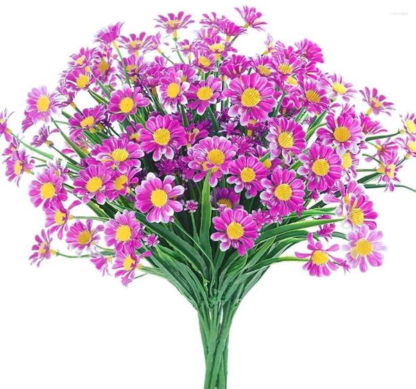 Dekorative Blumen 6 Bouquet Künstliche Kunststoff Gänseblümchen Herbst Blume Garten Party Hochzeit Dekor Gefälschte Vase Zubehör Raumdekoration