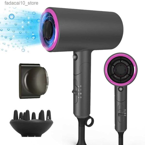 Secadores de cabelo Novo secador de cabelo elétrico íon negativo dobrável 2 em 1 modo de três velocidades portátil soprador de alta potência Styler eletrodomésticos Q240109