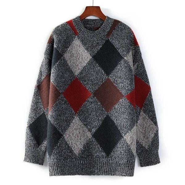 HSY girocollo di alta qualità maglione in puro cashmere 100% maglione con fondo a quadri con diamanti maglione casual da donna in filato floreale sciolto e spesso 240104