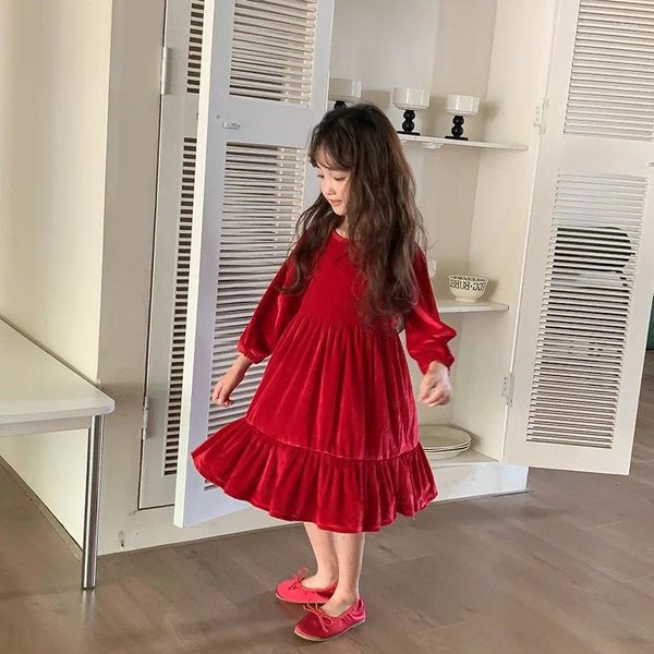 Mädchen Kleider Mädchen Samt Kleid Frühling Herbst Kinder Mode Elegante Einfarbig Prinzessin Kleidung Jahr der Kinder Party Geburtstag