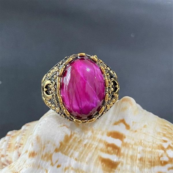 Cluster-Ringe 2024 Natürliche Rose Opal Galvanisierter Ring Europäischer und amerikanischer Retro-Gerichtsstil Mode Luxusschmuck