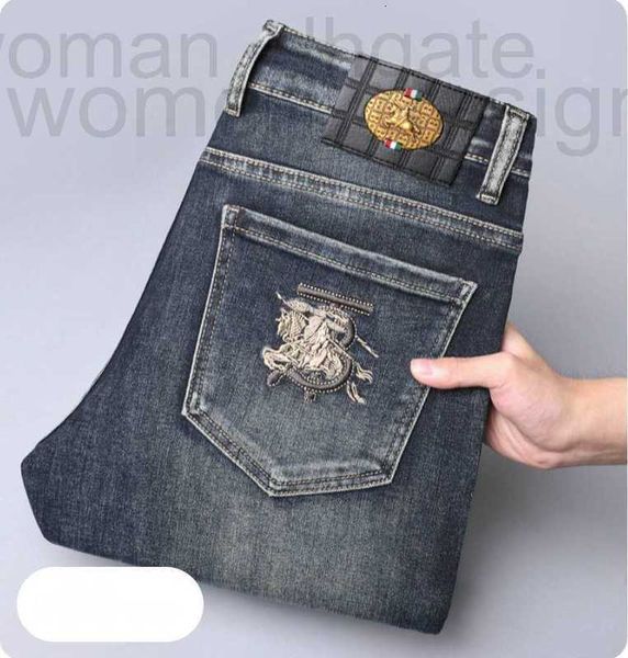 Jeans masculinos designer de luxo novas calças jeans calças calças BBicon estiramento outono inverno calças jeans justas calças de algodão lavado em linha reta negócios casuais JK-00