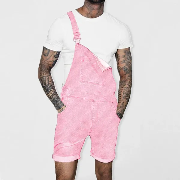 Shorts masculinos homens denim geral juventude populor rosa calças joelho coreano moda hip- streetwear praia férias troncos