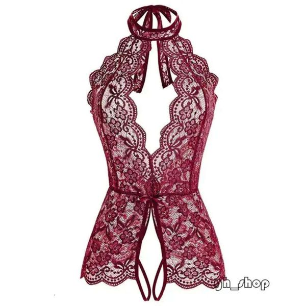 Lingerie feminina sleepwear feminino profundo v aberto lingerie erótica renda transparente conjunto de sutiã sexy trajes crotchless bodysuit feminino roupa interior 6783