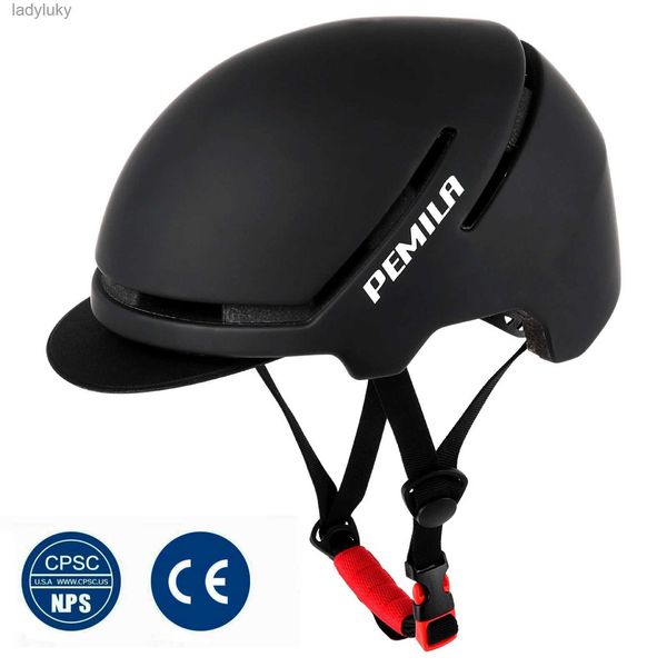 Caschi da ciclismo PEMILA Casco da ciclismo per pendolari urbani con cappello in tessuto Grondaia Casco da bicicletta pieghevole Scooter Casco da bici MTB assistito da energia elettricaL240109