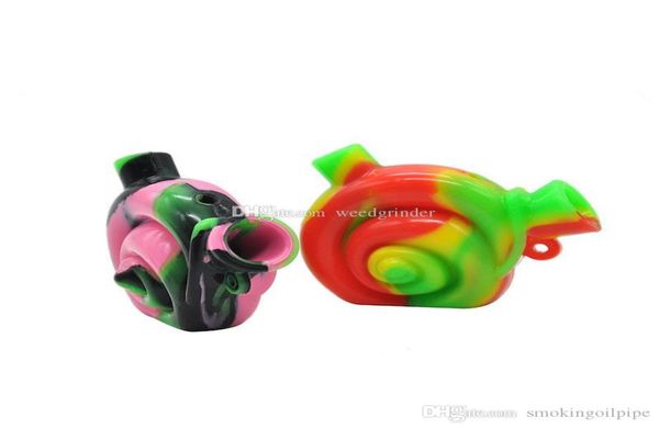 Tubo de água de silicone em forma de caracol de viagem FoodGrade Silicone cigarro tubo de tabaco portátil Silicone Blunt Bubbler Water Bongs3298819