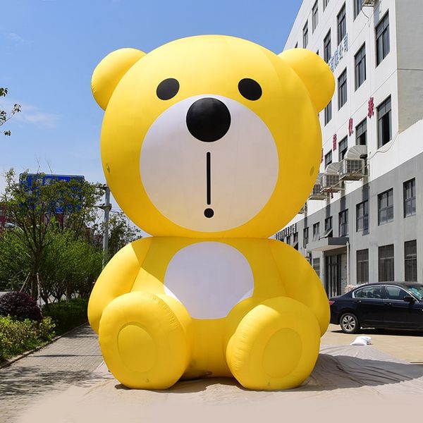 4 mH 13,2 Fuß großer aufblasbarer Bären-Cartoon-Dekoration im Freien Riesige süße weiße Braunbären mit Luftgebläse für Display-Werbung 001