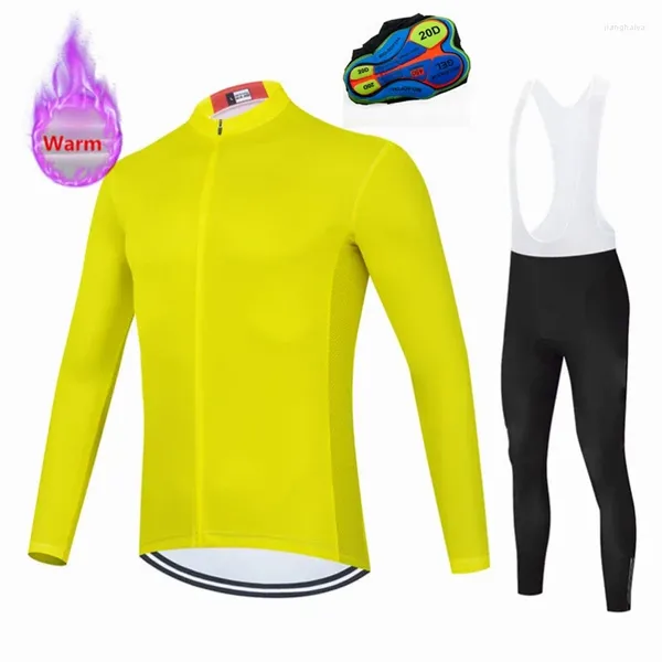Conjuntos de corrida dos homens manga longa camisa conjunto bicicleta mtb inverno ciclismo roupas térmica velo estrada roupas terno masculino esporte equitação