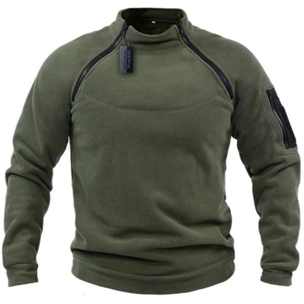 Мужская тактическая уличная флисовая куртка, охотничья одежда, теплый пуловер на молнии, мужское ветрозащитное пальто, термопоходный военный свитер 240109