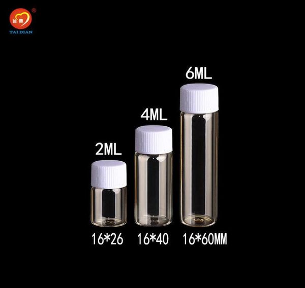 2 ml, 4 ml, 6 ml Glasflaschen mit Kunststoff-Schraubverschluss, transparent, durchsichtig, Mini-Fläschchen, Kunststoffflaschen, Gläser, Kosmetikbehälter, 100 Stück. 9991162