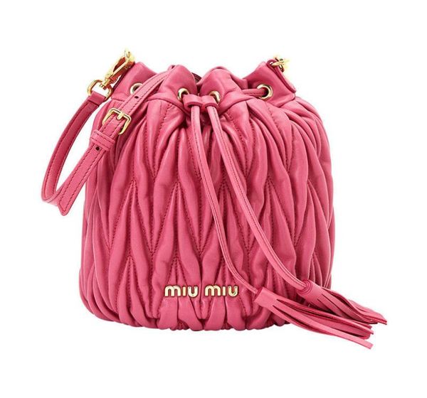 Miu Women039s MataseНовинка 2021 года из овчины плиссированная сумка-ведро на одно плечо Сумка-мессенджер 5be0147935729