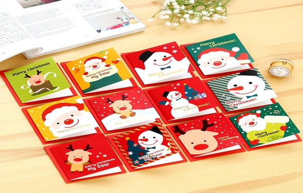 12 pzlotto simpatico cartone animato cartolina di Natale mini biglietto di auguri imposta messaggio di benedizione con buste8824695