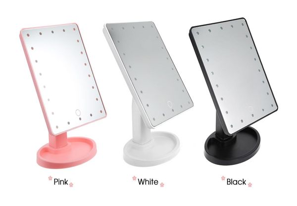 Quente rotação de 360 graus toque sn espelho de maquiagem com 16 / 22 luzes led espelho de vaidade profissional mesa desktop compõem 2059101