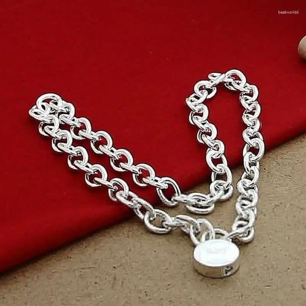 Pingentes CHUANGCHENG Modern Chic Trendy Style 925 Sterling Silver Round Lock Colares Corrente