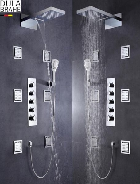 Germania DULABRAHE Rubinetto termostatico per doccia da bagno Set miscelatore per flusso d'acqua di grandi dimensioni Set valvola per doccia a cascata e doccia a pioggia Hea3314500