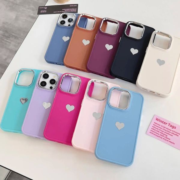 Мягкий чехол для телефона Candy Love Heart для iPhone 15 14 13 12 11 Pro Max 14 Plus, металлический защитный противоударный чехол