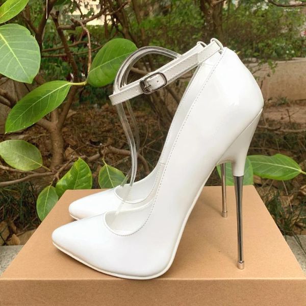 Scarpe eleganti Shiaopick Tacchi altissimi Tacchi a spillo 16 cm Tutto bianco Décolleté da donna Cinturino alla caviglia Fetish Personalizza colore Gay Party Unisex Uomo