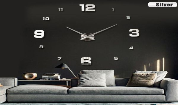 Design simples espelho número adesivo relógio de parede arte da parede diy relógios de parede acrílico 3d relógio de quartzo diy decoração de casa 9199715
