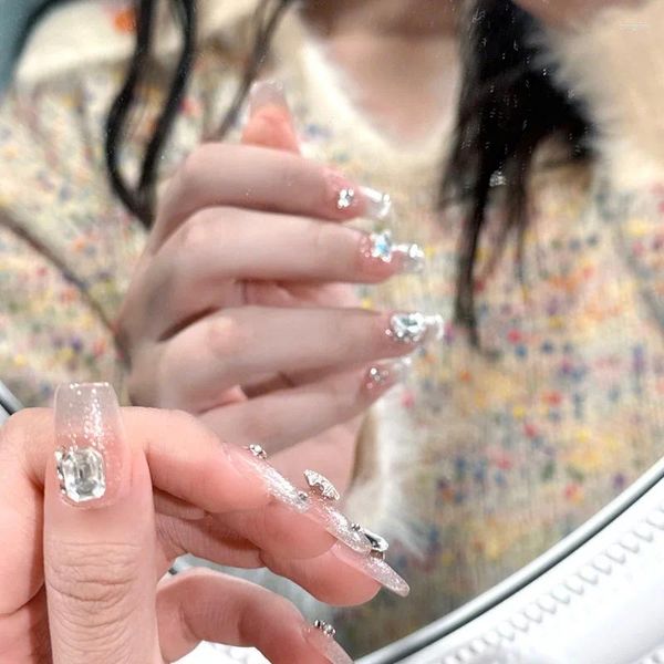 Накладные ногти Misskitty, накладные ногти ручной работы, Pure Wear Nail Desire, короткий ворс, французский глаз XINGX, ледяной прозрачный телесный цвет, УФ