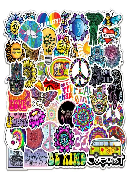 50 Pz / lotto Adesivi Hippies Pace e Amore Graffiti Adesivo per Laptop Skateboard Bagaglio Moto Impermeabile Decalcomania Diario DIY9860243