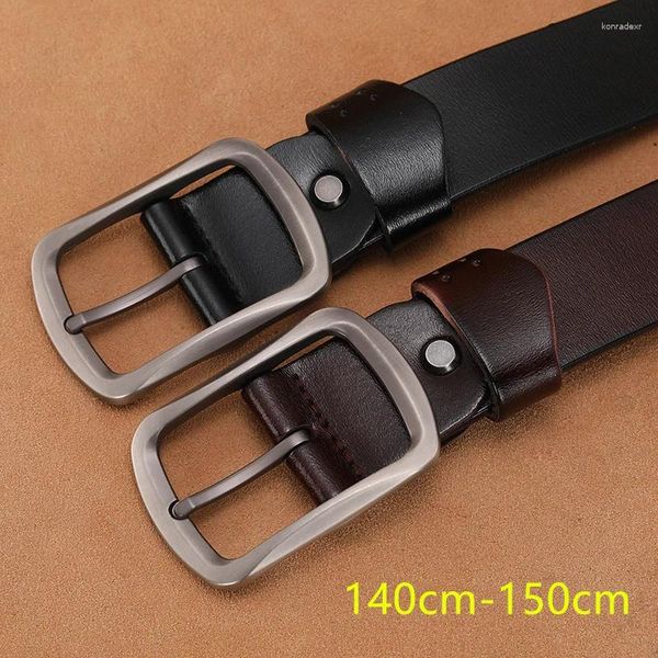 Gürtel Extra Lange 140 cm 150 cm Groß Und Hoch Herren Luxus Kuh Echtes Leder Gürtel Männer Retro Pin Schnalle große Größe Taille Strap G693