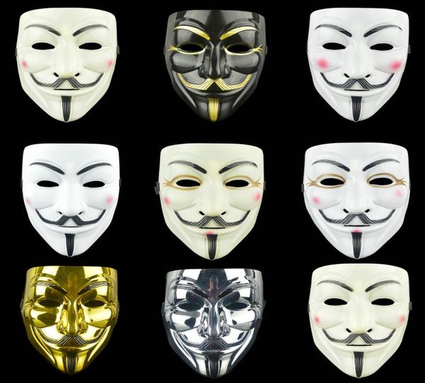 9 Style V Mask Maschere in maschera per Vendetta Anonymous Valentine Ball Decorazione del partito Full Face Halloween Scary Cosplay Party Mas7208954