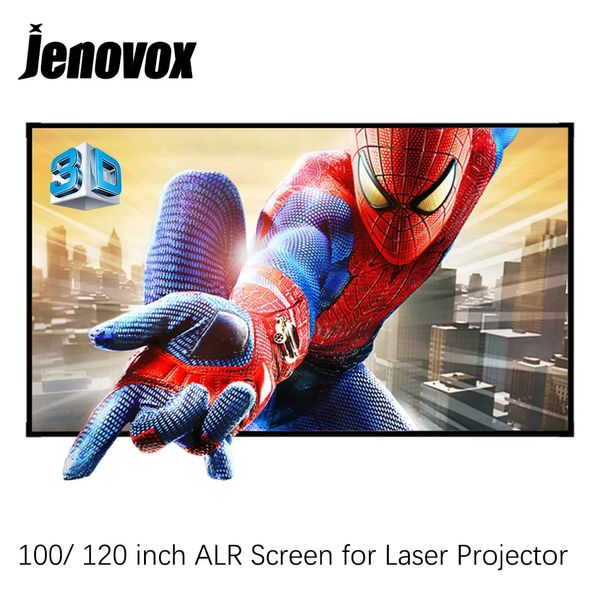 Экран проектора Jenovox 100 дюймов 120 дюймов 16:9 UST CLR / ALR Проекционный экран с узкой рамкой и черным кристаллом ПЭТ