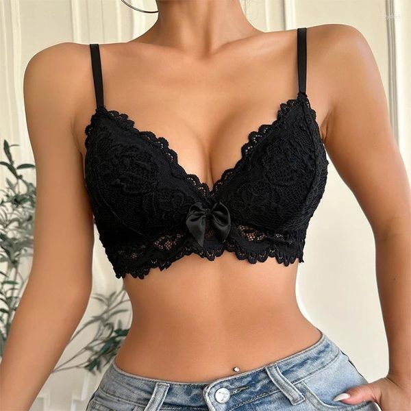 Camisoles tanques fino ajuste com decote em v renda sem costas borboleta suspender colete para mulher vintage sexy charme sutiã