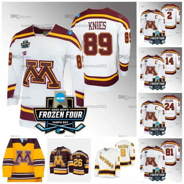 Minnesota Golden Gophers Matthew Knies 2023 NCAA Frozen Four College NCAA Hockey Jersey 14 Brock Faber Carl Fish Jackson Lacombe Jaxon Nelso 46