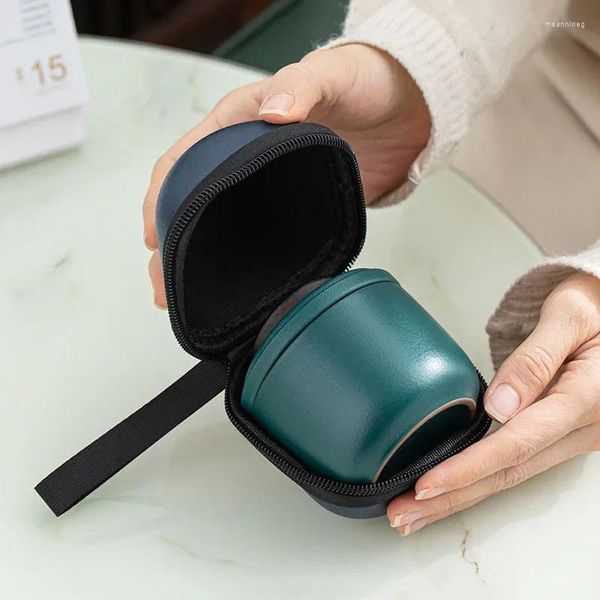 TeAware Setleri Seyahat Çay Seti Gaiwan Açık Araba Hızlı Bardak Bir Pot Cups Mini Taşıma Çantası Filtre İçecek Yazıları