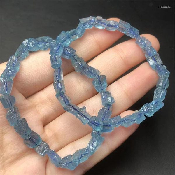 Link pulseiras natural cru aquamarine pulseira de alta qualidade jóias para mulher homem charme cura riqueza contas cristal presente 1pcs